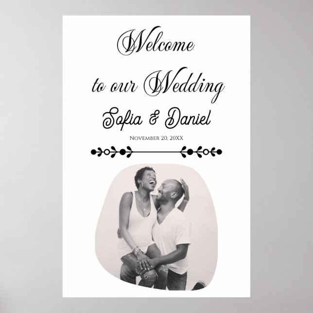 Luxuriöses Black & White Wedding Chic Artistic Cou Poster (Vorne)