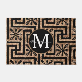 Luxuriöses, braunes und schwarzes Monogramm Fußmatte