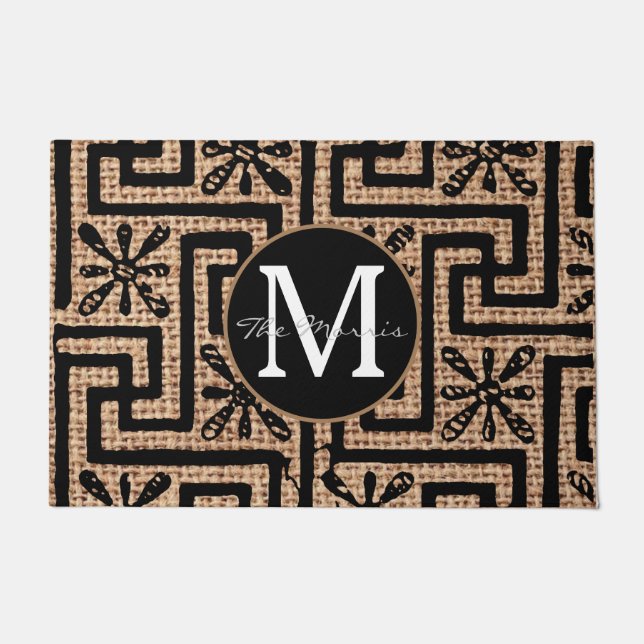 Luxuriöses, braunes und schwarzes Monogramm Fußmatte (Vorderseite)