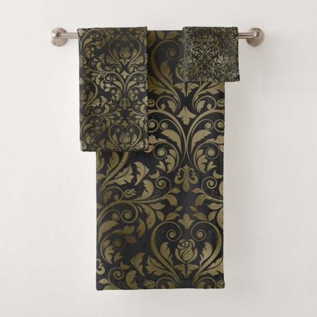 LUXURIÖSES BRONZE GEMUSTERT TOWEL SET (Insitu)