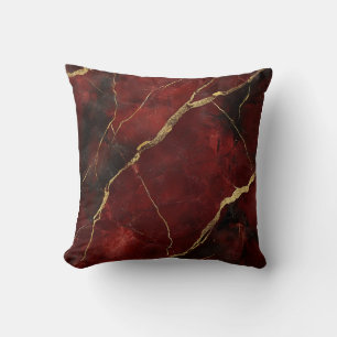 Luxuriöses Burgundy Gold Marmor Dekoratives Kissen