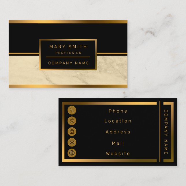 Luxuriöses Champagner Gold Glitzer Marmor Visitenkarte (Vorne/Hinten)