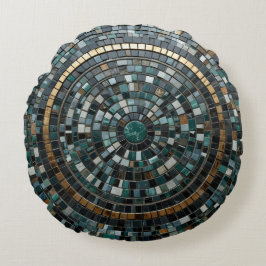 Luxuriöses Circular Mosaic Wall Macro Rundes Kissen