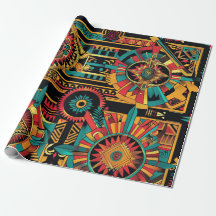 Luxuriöses Cyan "Aztec Dream" Artistic Wrapping Pa