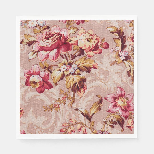 Luxuriöses Damask-Party in rosa Blumenmuster Serviette (Vorderseite)