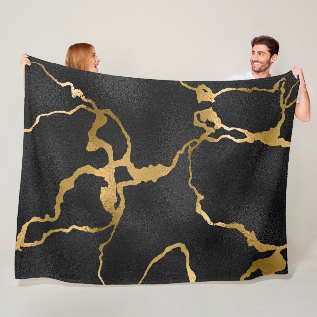 Luxuriöses Design aus schwarz und goldfarbenem Mus Fleecedecke (Beispiel)