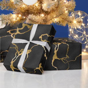 Luxuriöses Design aus schwarz und goldfarbenem Mus Geschenkpapier