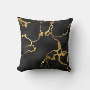 Luxuriöses Design aus schwarz und goldfarbenem Mus Kissen