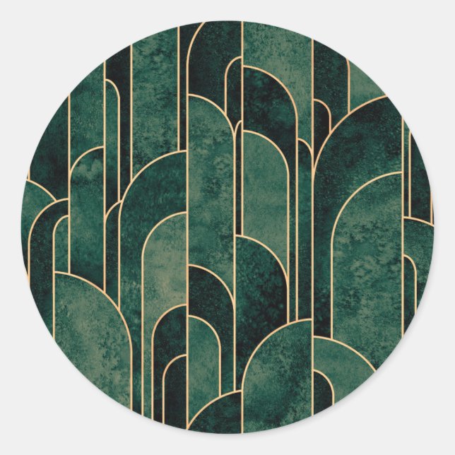 Luxuriöses Design im Art Deco Stil Runder Aufkleber (Vorderseite)