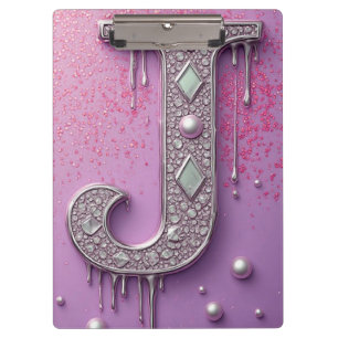 Luxuriöses Diamant-Initial J-Monogramm mit goldene Klemmbrett