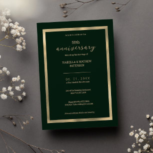 Luxuriöses dunkelgrünes Gold 50. Hochzeitstag Einladung
