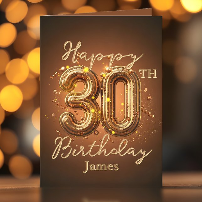 Luxuriöses Elegant Gold und Braun 30. Geburtstag Karte (Von Creator hochgeladen)