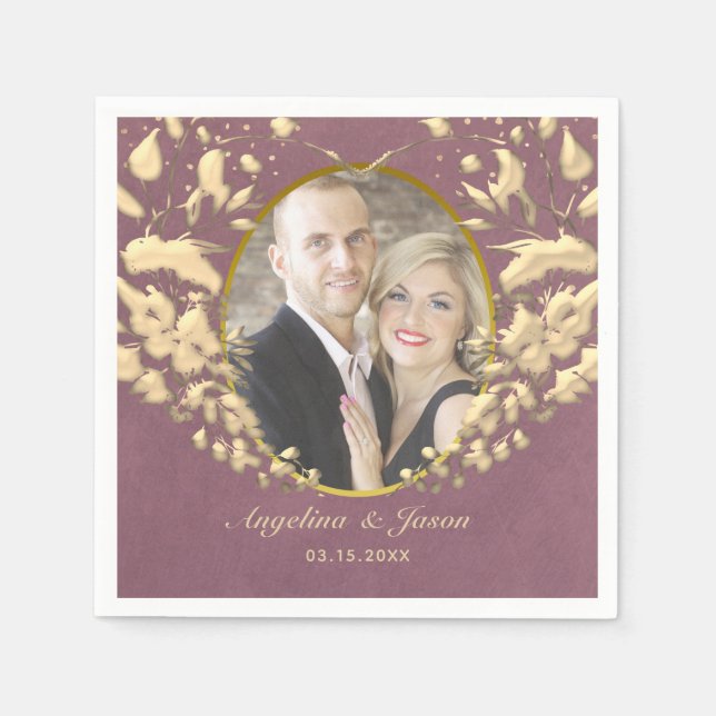 Luxuriöses elegantes Foto für Lila Hochzeiten und  Serviette (Vorderseite)