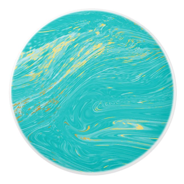 Luxuriöses elegantes Marmorgold Blau modernes Desi Keramikknauf (Vorderseite)