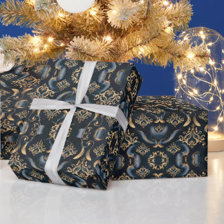 Luxuriöses elegantes nachtblaues Muster mit Gold Geschenkpapier
