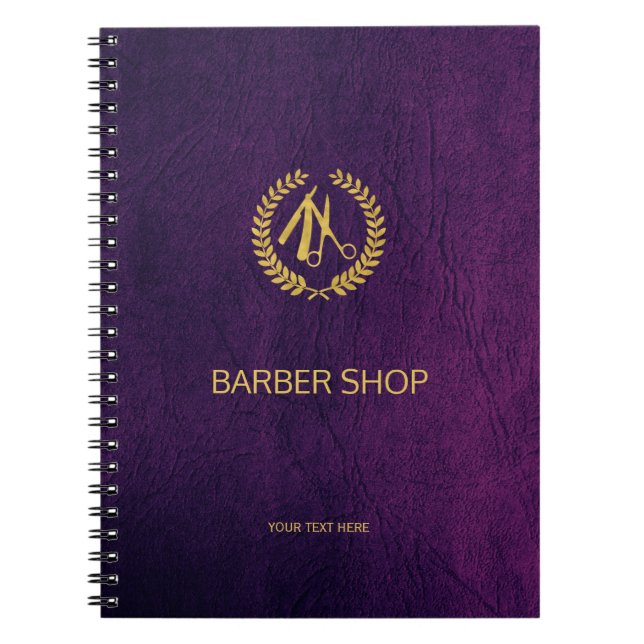 Luxuriöses Friseur lila Leder Look Gold Notizblock (Vorderseite)