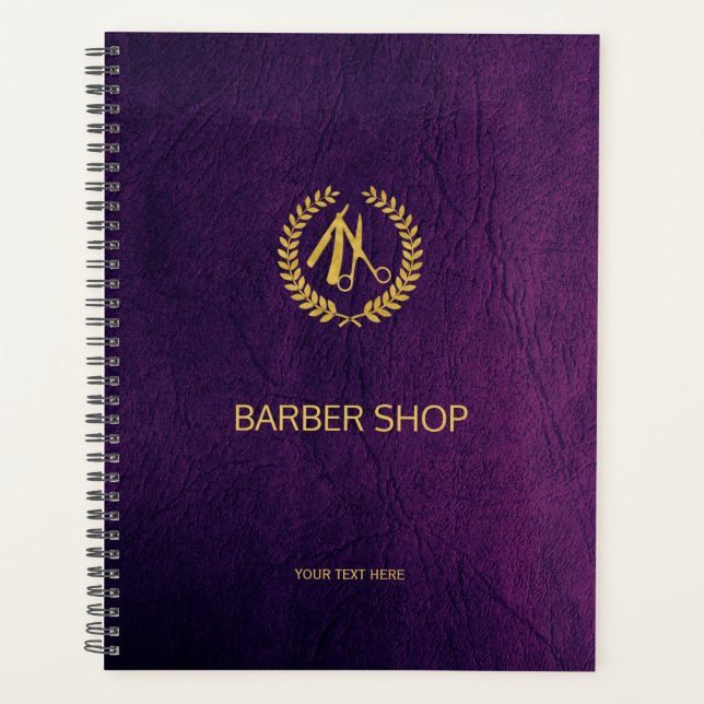 Luxuriöses Friseur lila Leder Look Gold Planer (Vorderseite)