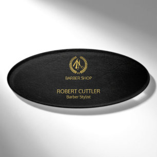 Luxuriöses Friseur-Shop schwarzes Leder Look Gold Namenschild