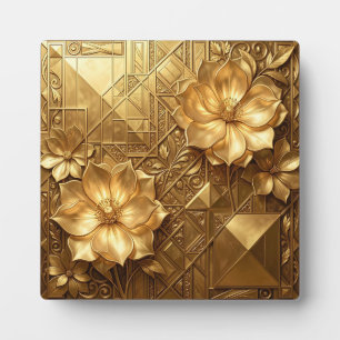 Luxuriöses Gold Art Deco Blumenmuster Fotoplatte