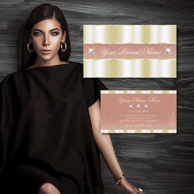 Luxuriöses Gold Coral Sparkling Diamonds Luxe Glam Visitenkarte (Von Creator hochgeladen)