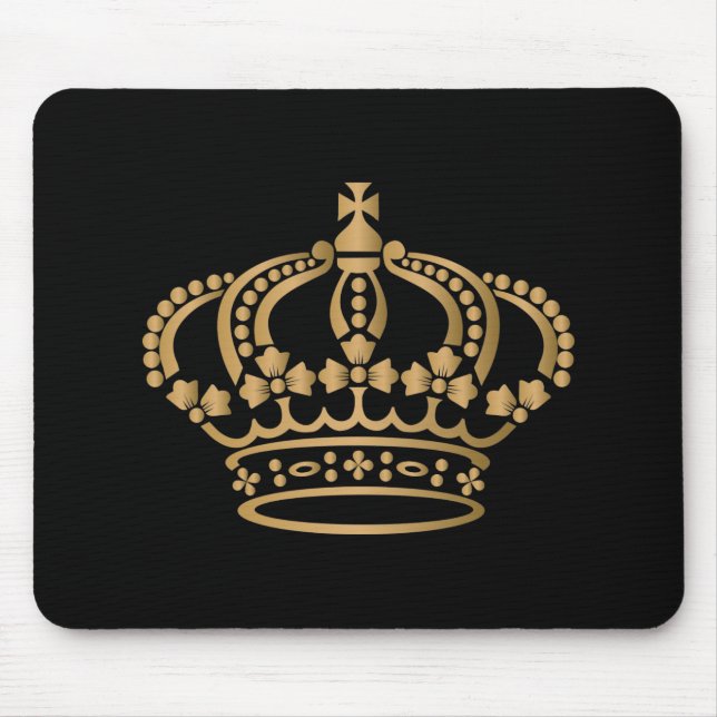 Luxuriöses Gold Crown Black Mousepad (Vorne)