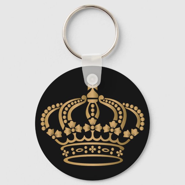 Luxuriöses Gold Crown Black Schlüsselanhänger (Vorderseite)