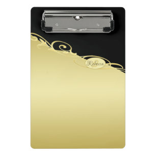 Luxuriöses Gold dekoriert auf Gold & Schwarz, Mon Mini Klemmbrett