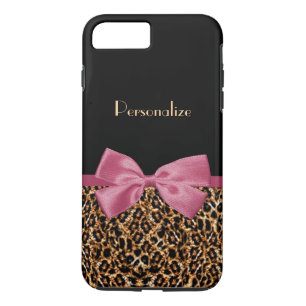 Luxuriöses Gold Fur Leopard Print Mauve Bow mit N Case-Mate iPhone Hülle