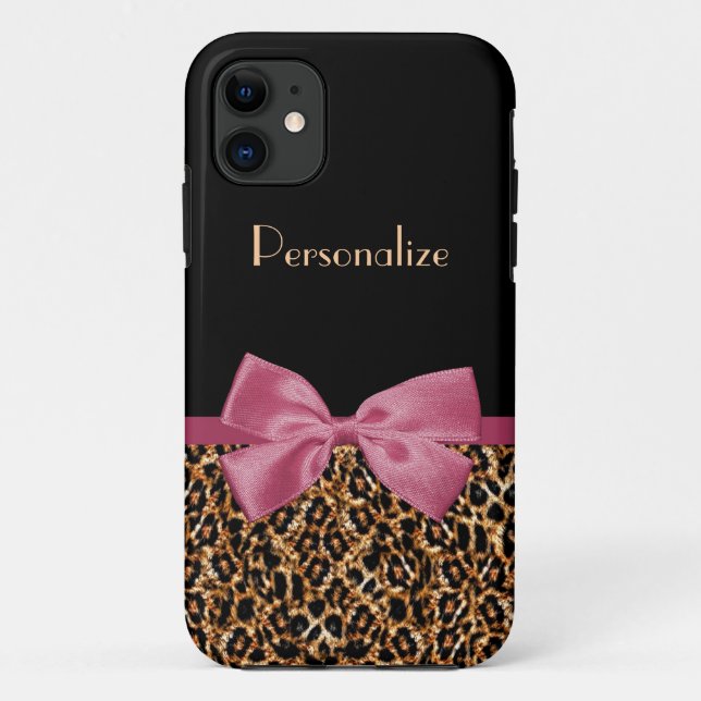 Luxuriöses Gold Fur Leopard Print Mauve Bow mit Na Case-Mate iPhone Hülle (Rückseite)