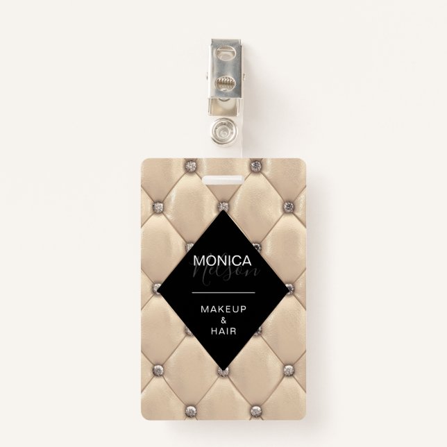 luxuriöses Gold-getuftes Monogramm Ausweis (Vorderseite mit Klammer)