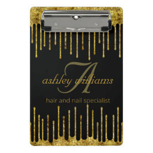 Luxuriöses Gold Glitzer Salon Zwischenwand Mini Klemmbrett