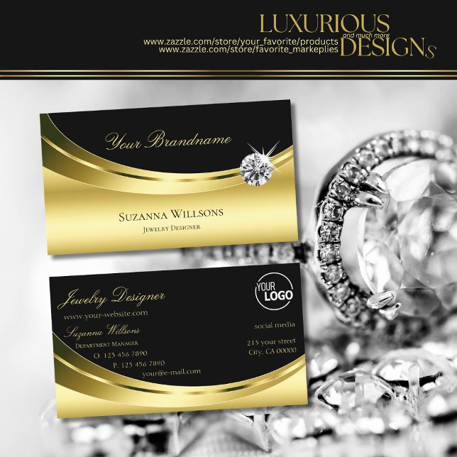 Luxuriöses Gold Schwarz mit Logo und Sparkle Diamo Visitenkarte (Von Creator hochgeladen)