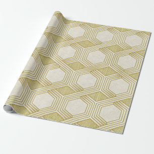 Luxuriöses Gold-Sechseckmuster - Marmortextur Geschenkpapier