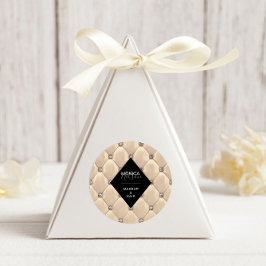 Luxuriöses Gold Tufted Monogram Runder Aufkleber