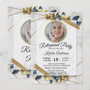 Luxuriöses Gold- und Blue Ribbon-Party Einladung