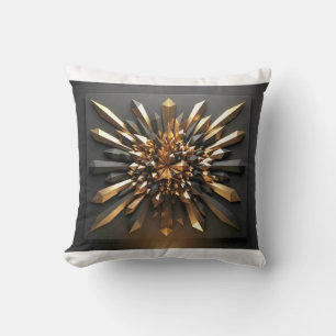 Luxuriöses Gold und dunkles Kristall 3D geometrisc Kissen