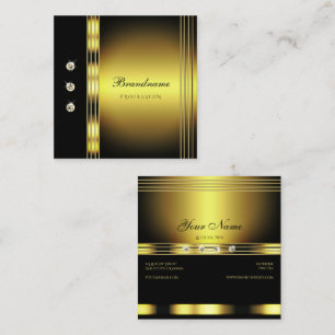 Luxuriöses Gold und Schwarz mit glänzenden Diamant Quadratische Visitenkarte