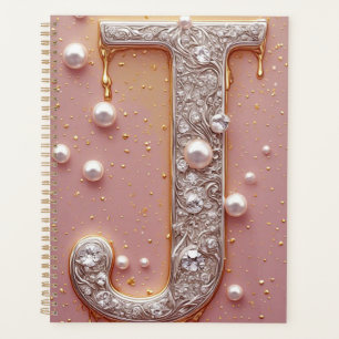 Luxuriöses Goldbuchstabe J Monogramm Planer