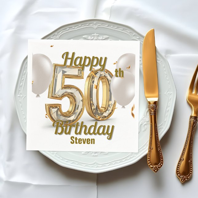 Luxuriöses Golden Elegance 50. Geburtstag Serviette (Von Creator hochgeladen)