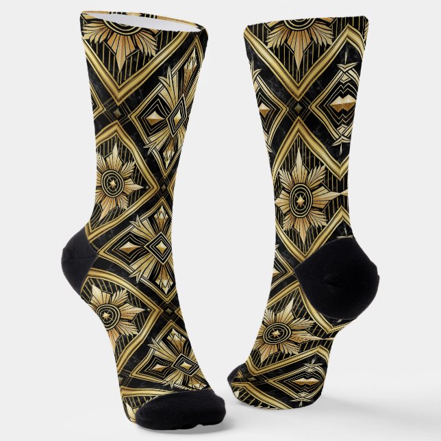 Luxuriöses Golden Geometric 1920er Jahre Dimond Ar Socken (Gewinkelt)