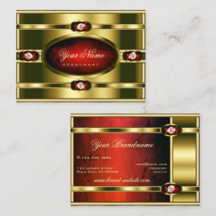 Luxuriöses Golden mit Rotem Marmor und Imitats Dia Visitenkarte