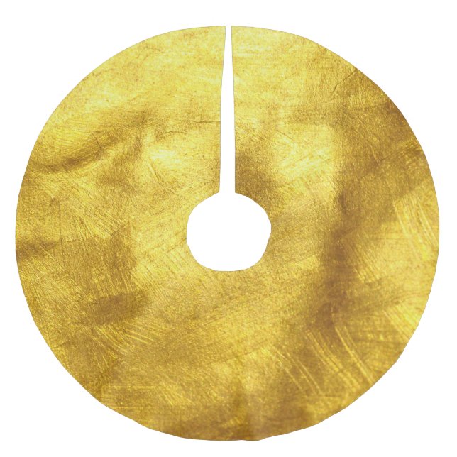 Luxuriöses Golden Texture Design Polyester Weihnachtsbaumdecke (Vorderseite)