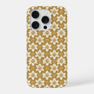 Luxuriöses goldenes Blumenmuster mit weißem Liliem iPhone 15 Pro Hülle