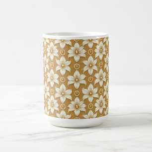 Luxuriöses goldenes Blumenmuster mit weißem Liliem Kaffeetasse