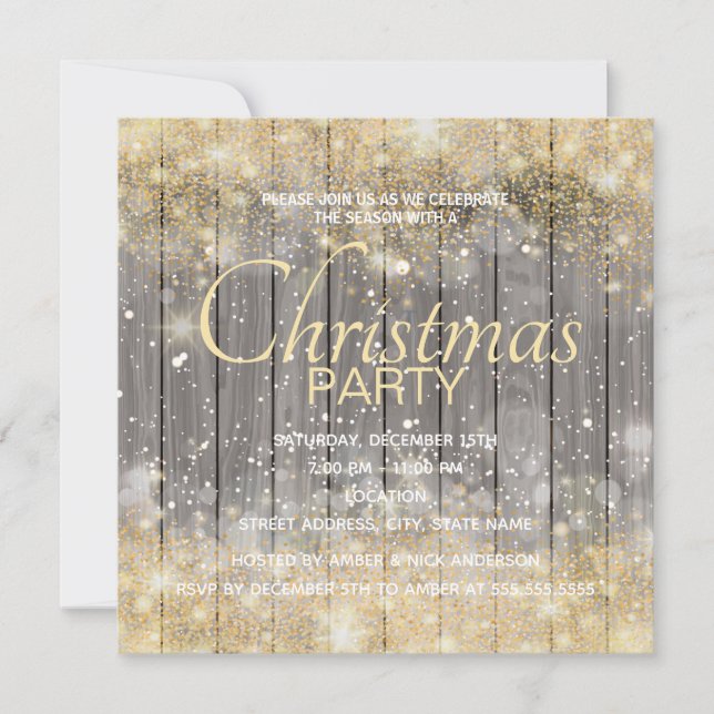 Luxuriöses goldenes Konfetti Weihnachtsfest Party Einladung (Vorderseite)
