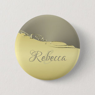 Luxuriöses goldenes Metall, das auf Gold und Silbe Button