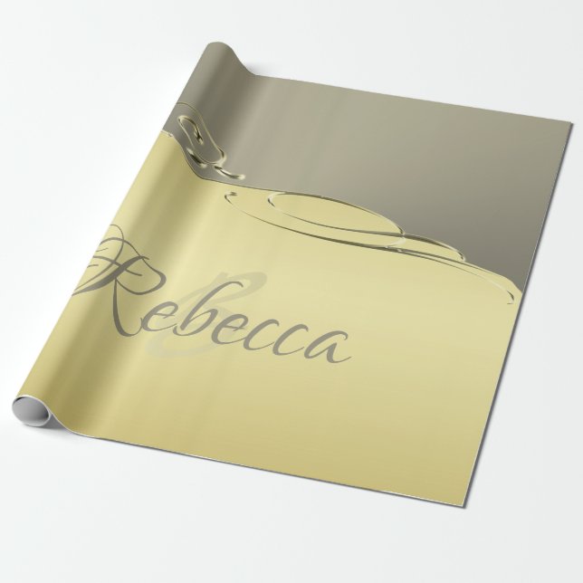 Luxuriöses goldenes Metall, das auf Gold und Silbe Geschenkpapier (Ungerollt)