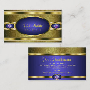 Luxuriöses goldenes Muster Blau mit Imitaten Rhine Visitenkarte