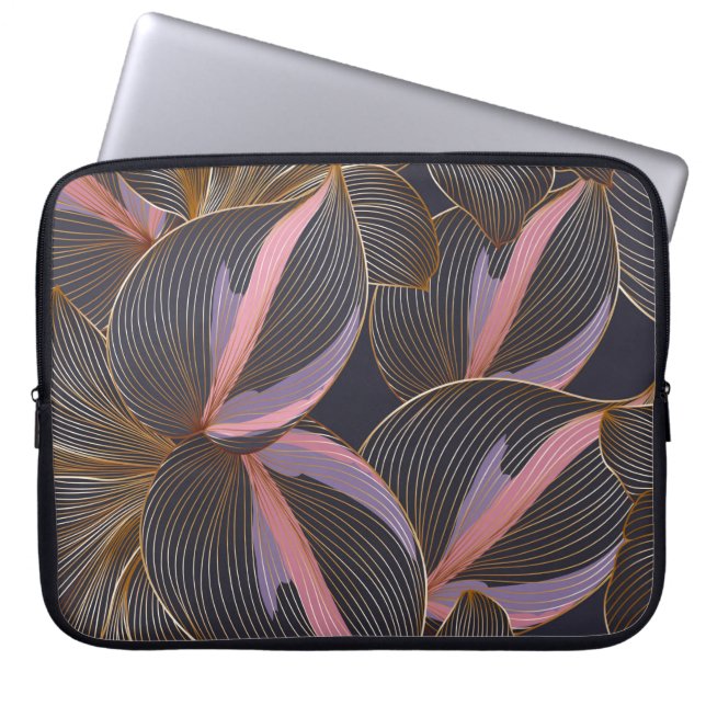 Luxuriöses goldenes, nahtloses, blumengeschmücktes laptopschutzhülle (Vorderseite)