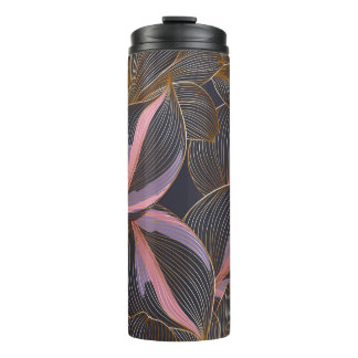 Luxuriöses goldenes, nahtloses, blumengeschmücktes thermosbecher